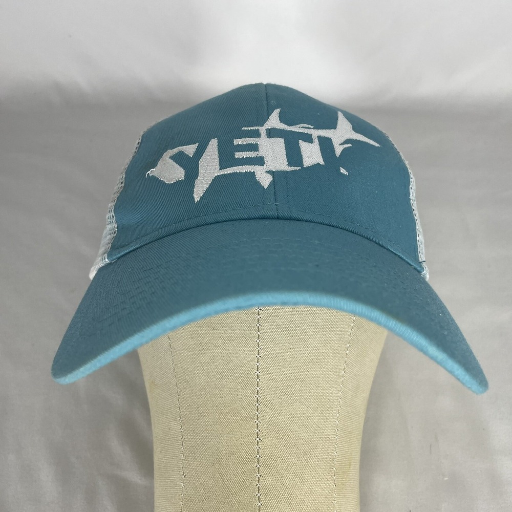 YETI Tarpon Trucker Hat Teal White Mesh Snapback Fishing Cap Mens OSFM